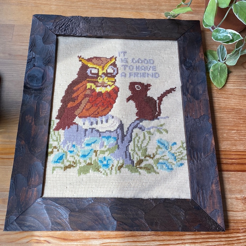 Vintage Owl And Squirrel Friend Artwork